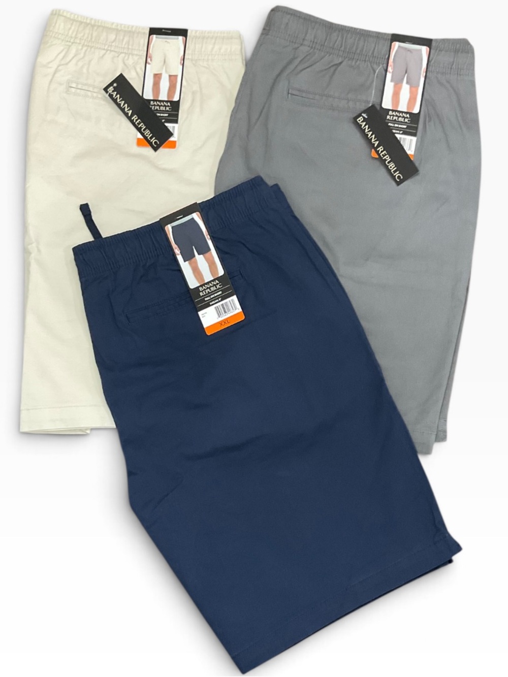 Banana Republic Men’s Pull on Shorts in Navy, Gray & Cream Size XXL NWT
